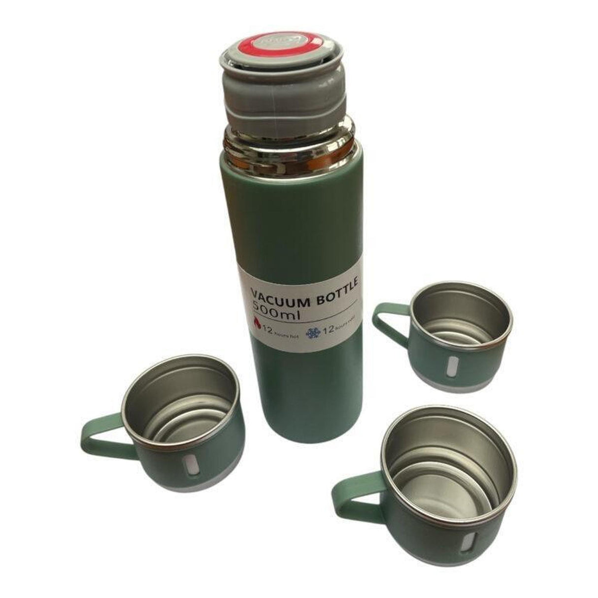 CEuk Vacuum Insulated Stainless Steel Flask Set Bottle 500ml and Cups