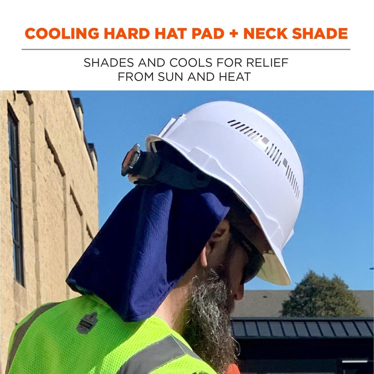 Ergodyne Chill-Its 6717CT Evaporative Cooling Hard Hat Neck Shade with Cooling Towel