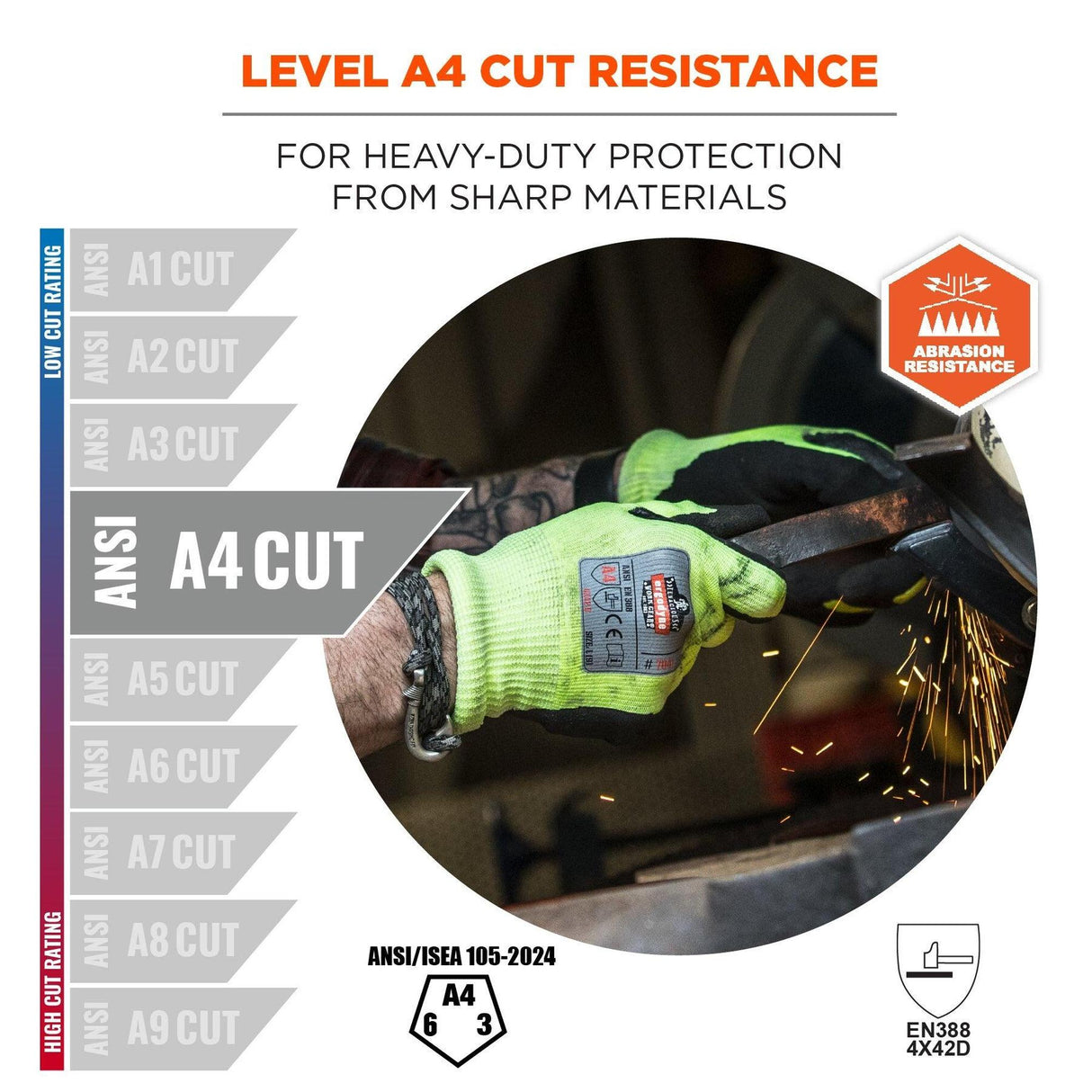 Ergodyne ProFlex 7041 Hi-Vis Nitrile Coated Cut-Resistant Gloves - Medium