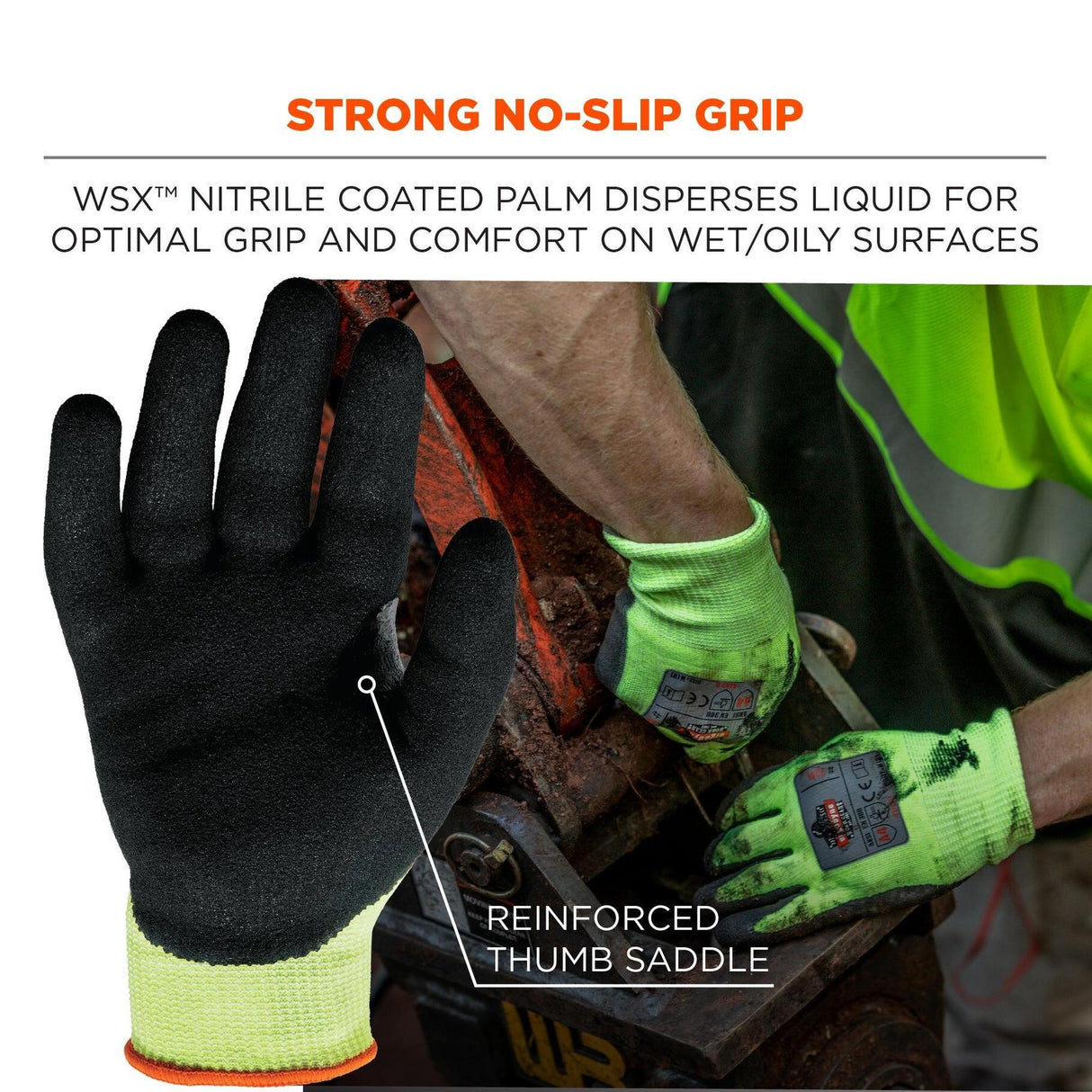 Ergodyne ProFlex 7041 Hi-Vis Nitrile Coated Cut-Resistant Gloves - Medium