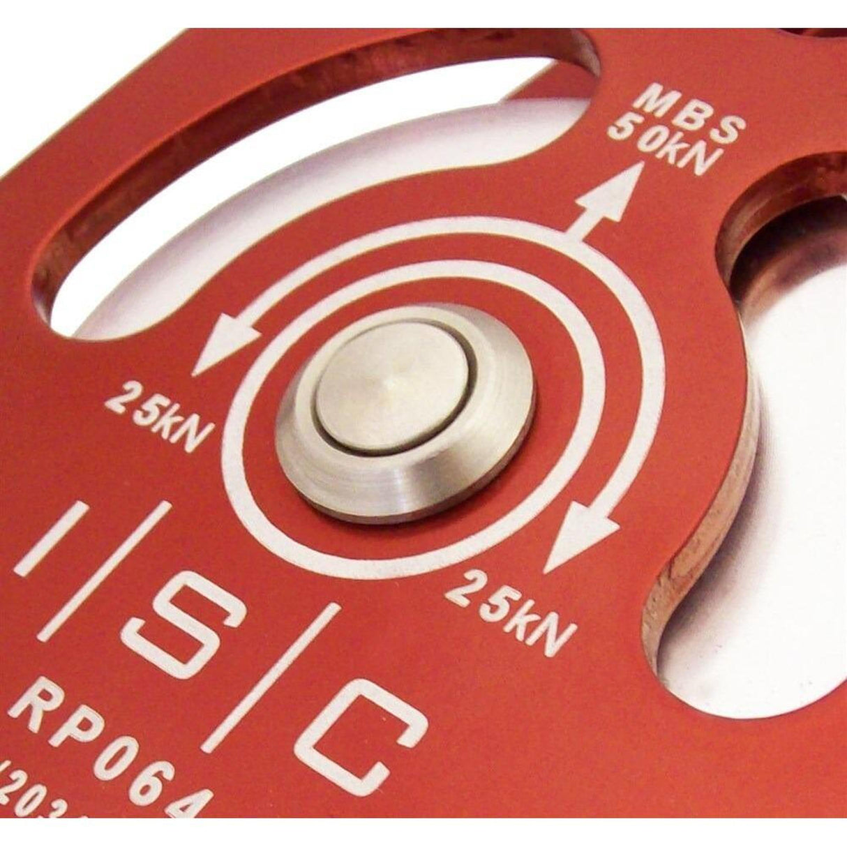 ISC 16mm Large Double Aluminium Pulley Red - 70kN