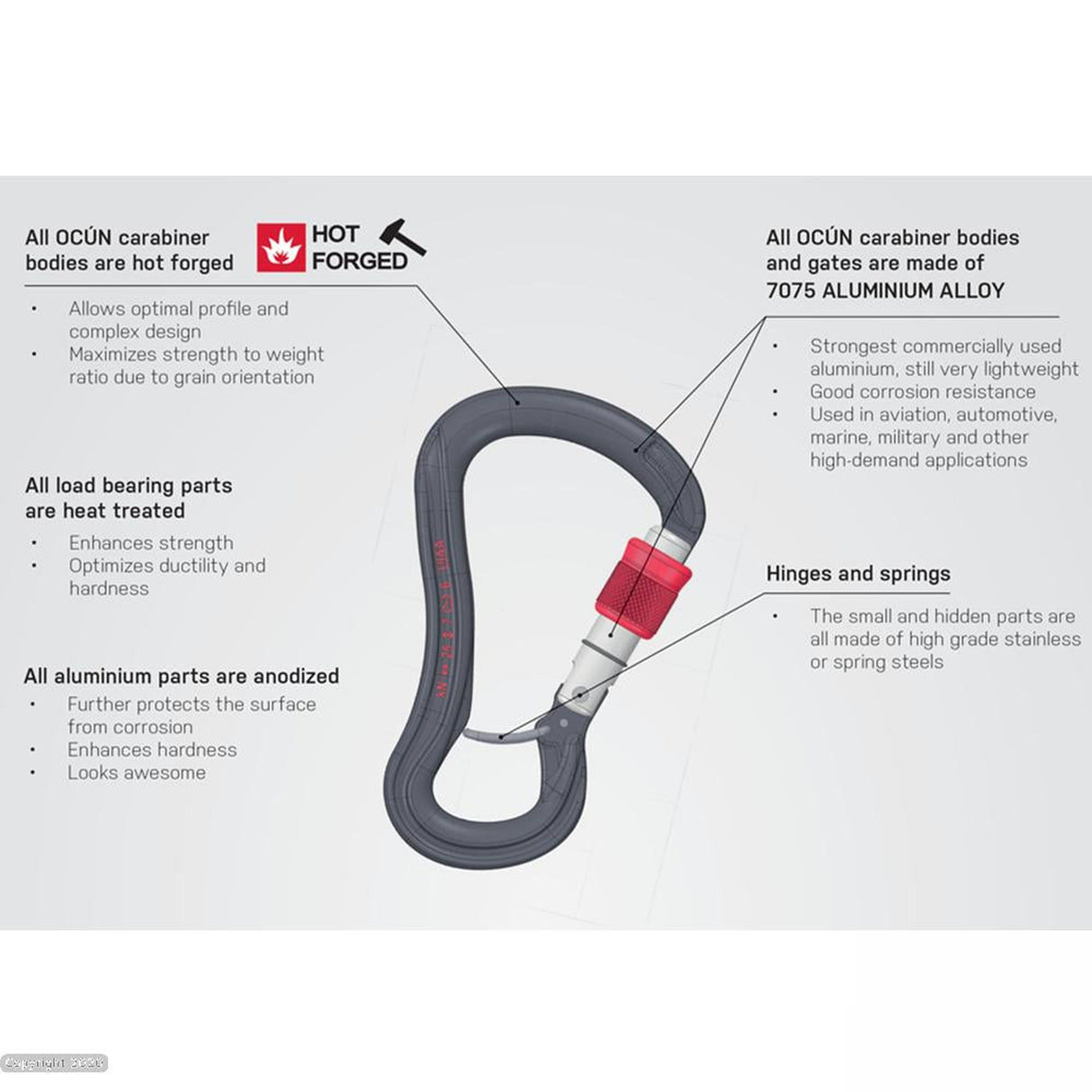 Ocun Condor Aluminium Screwgate Carabiner - Grey