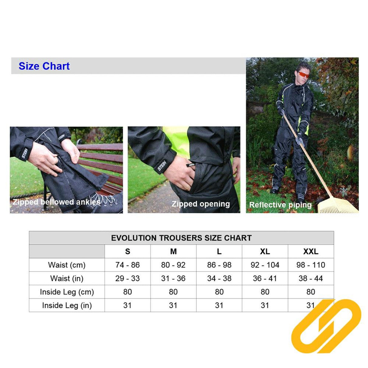 Stein EVO Rain / Waterproof Trousers - Black - XXL