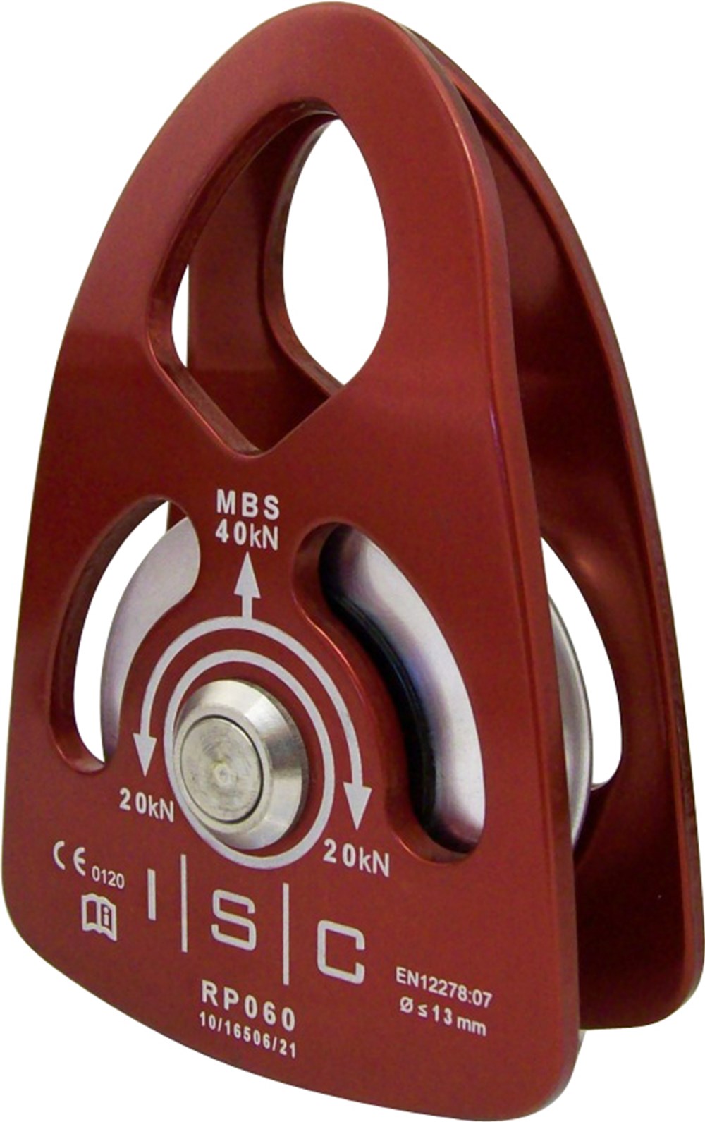 ISC 13mm Heavy Duty Single Prussik Pulley Aluminum Red - 40kN