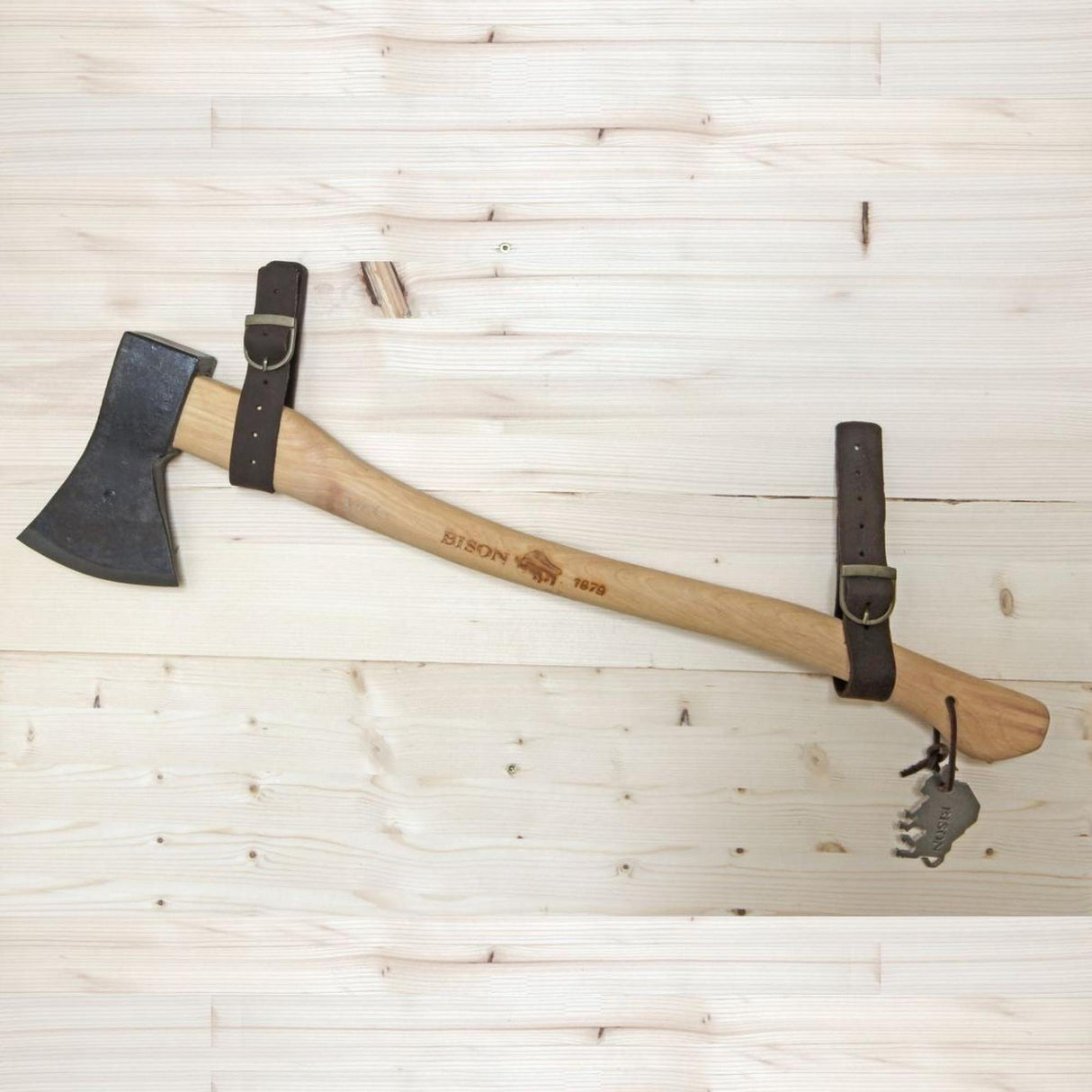 Bison Wandhalter Leather Axe Wall Hangers - Set of 2