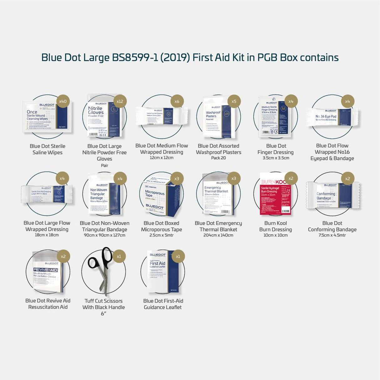Blue Dot Large First Aid Kit - BS 8599-1 Compliant