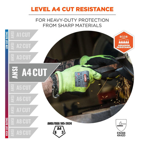 Ergodyne ProFlex 7041 Hi-Vis Nitrile Coated Cut-Resistant Gloves - Medium