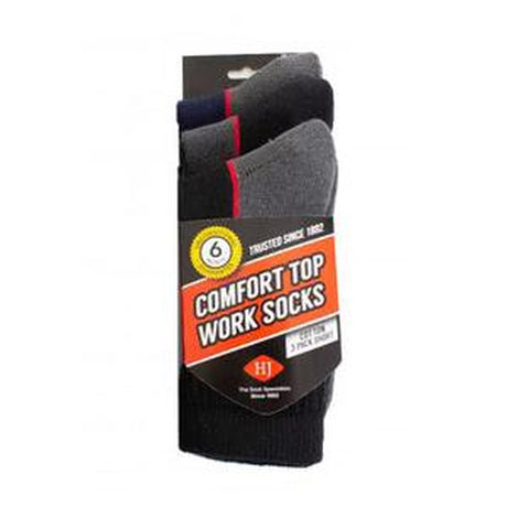 HJ Hall Comfort Top Work Boot Black Socks - Size 6-11 (1 pair)