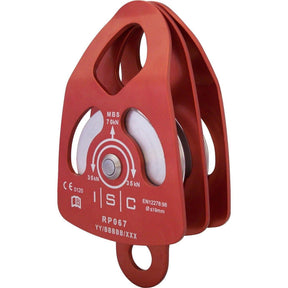 ISC 16mm Large Double Aluminium Pulley Red - 70kN