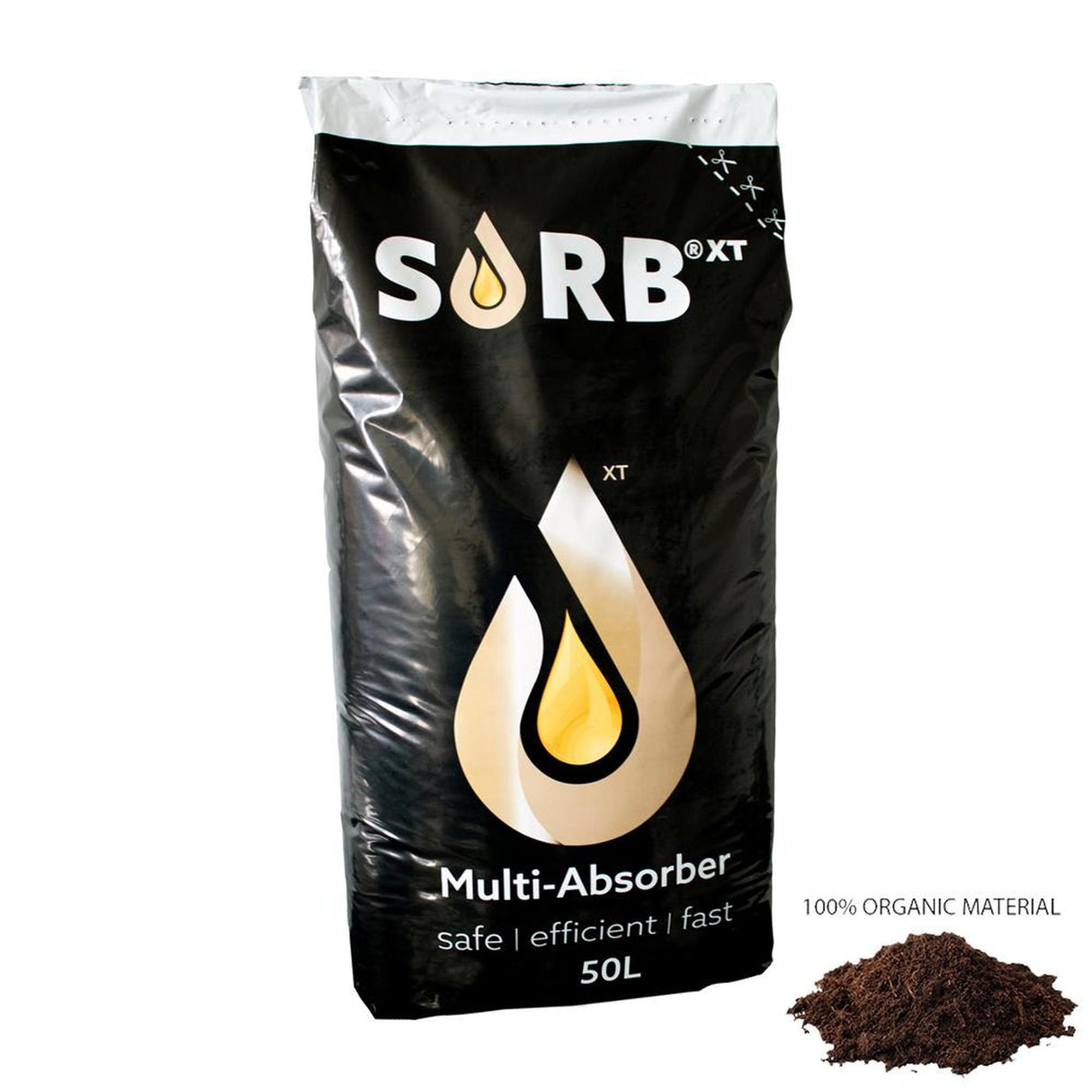 SORB XT 50 L Oil & Chemical Spill Kit Bag Organic Binder - Absorbs 36 Litre