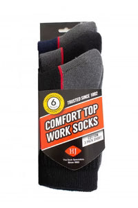 HJ Hall Comfort Top Work Boot Black Socks - Size 6-11 (1 pair)